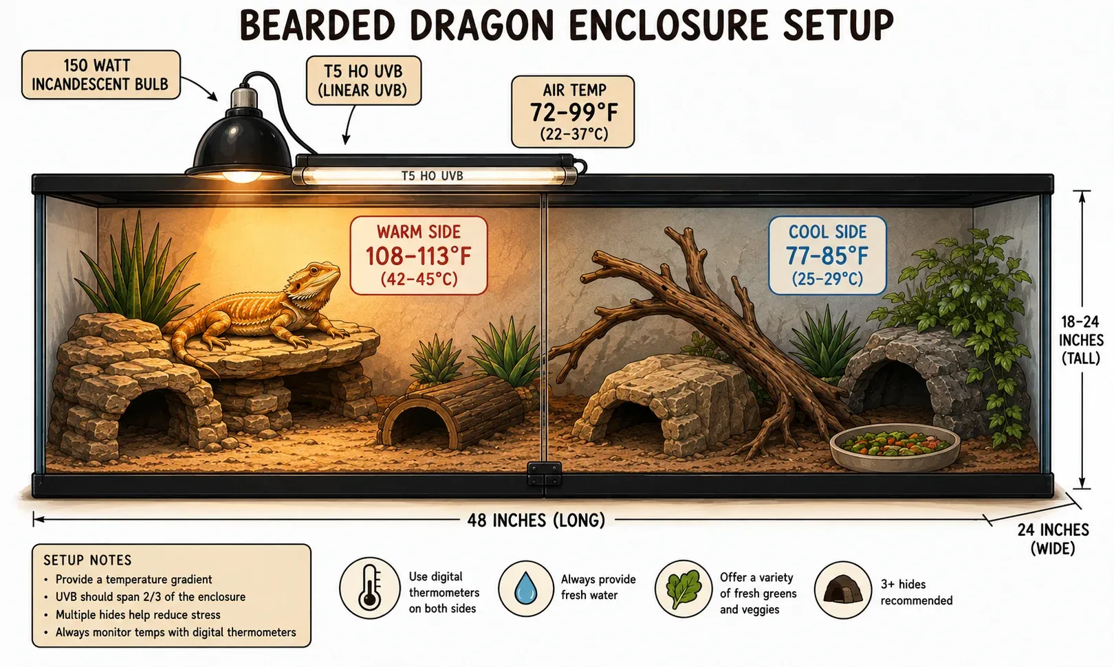 Bearded dragon enclosure specs